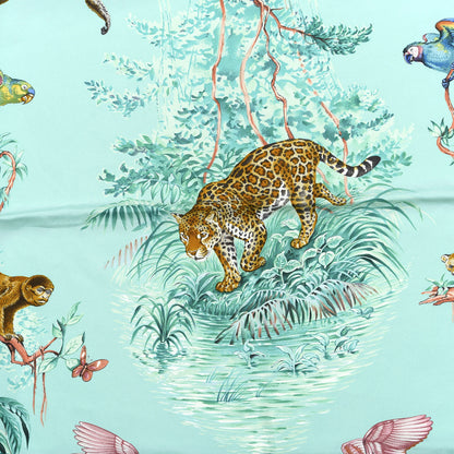 Hermes Silk Wash Equateur 90 Scarf Aqua Emeraude Fauve 4 of 4