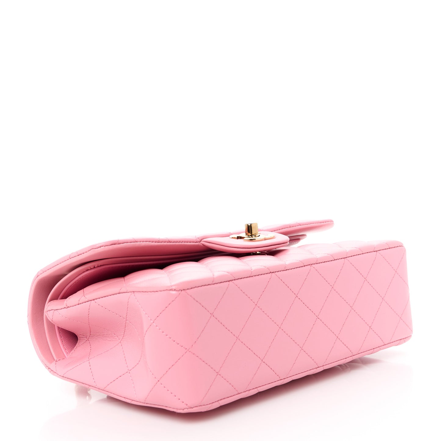 Lambskin Quilted Small Double Flap Pink