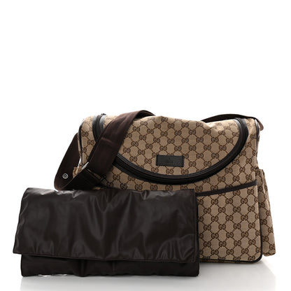 Gucci Monogram Natural Pigskin Large Diaper Bag Beige Ebony Cocoa Dark Chocolate 3 of 12