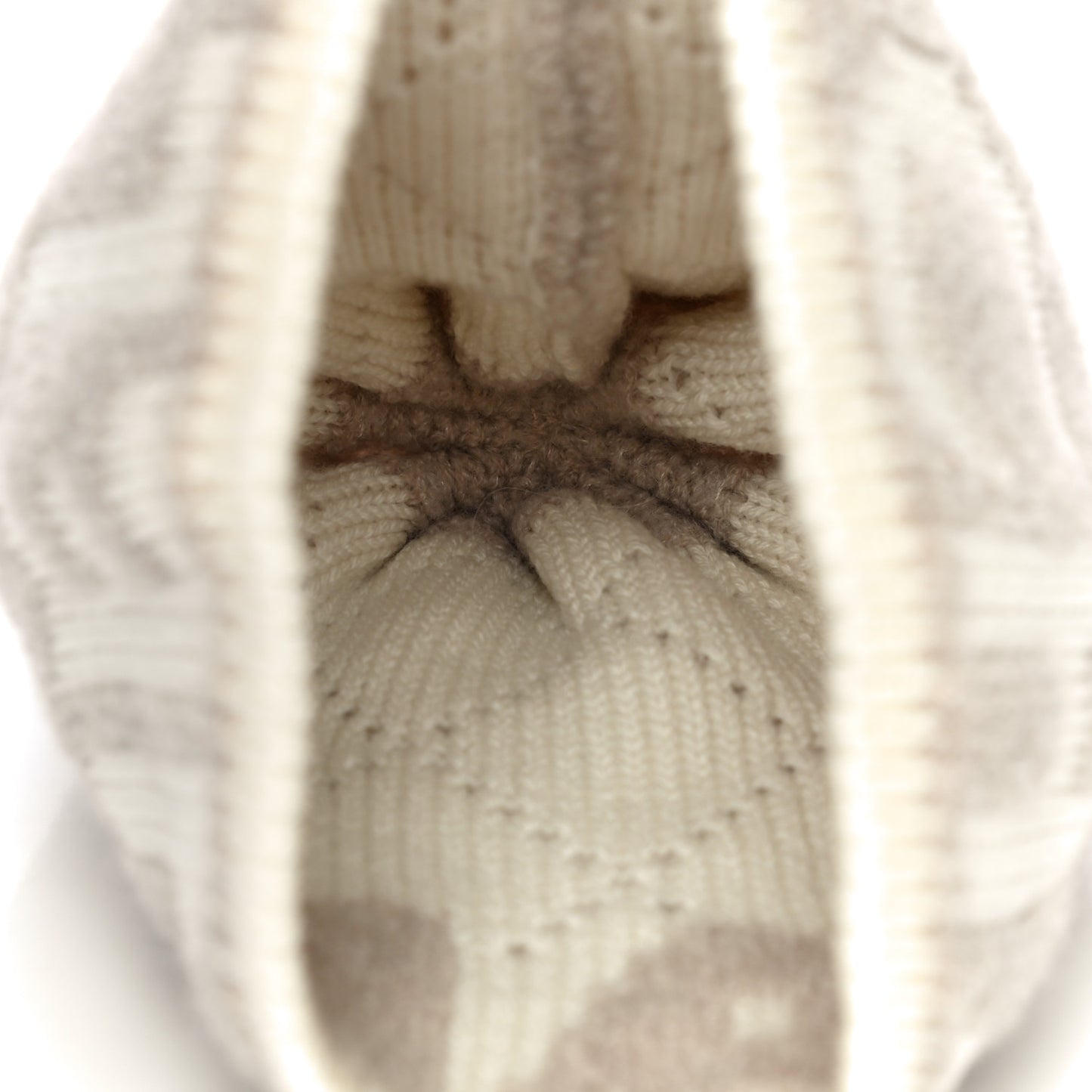 Cashmere Wool Silk Logo Beanie Hat Beige White