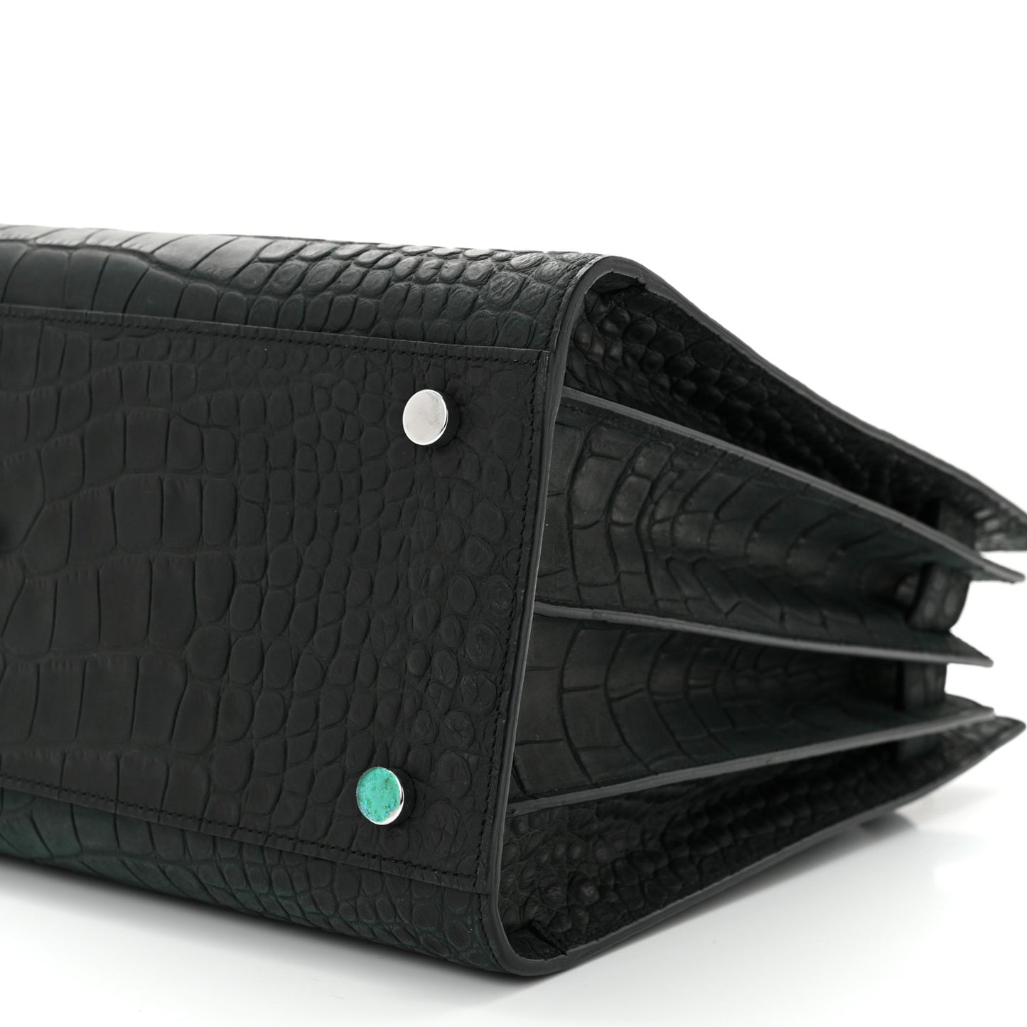 Calfskin Crocodile Embossed Small Sac de Jour Dusty Black