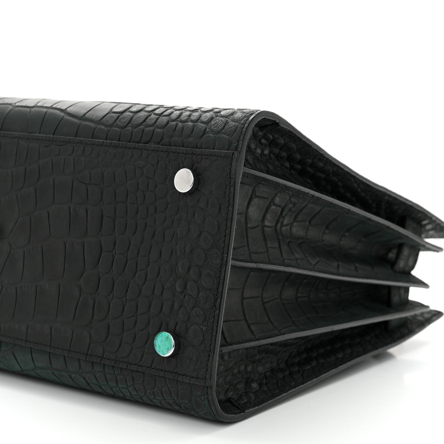 Saint Laurent Calfskin Crocodile Embossed Small Sac de Jour Dusty Black 10 of 10