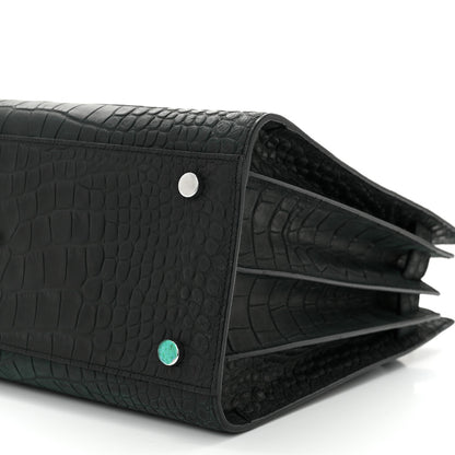 Saint Laurent Calfskin Crocodile Embossed Small Sac de Jour Dusty Black 10 of 10