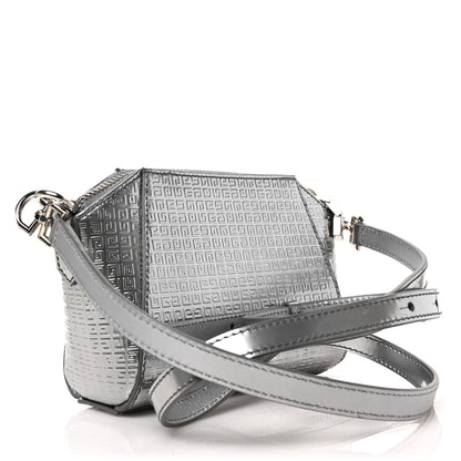 Givenchy Metallic Calfskin 4G Embossed Nano Antigona Silver 3 of 8