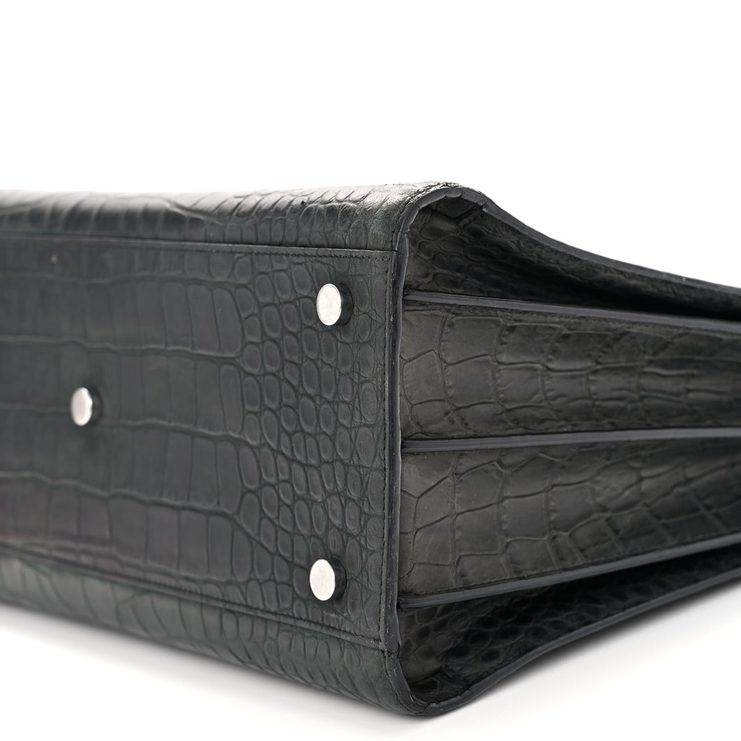 Calfskin Crocodile Embossed Small Sac de Jour Dusty Black