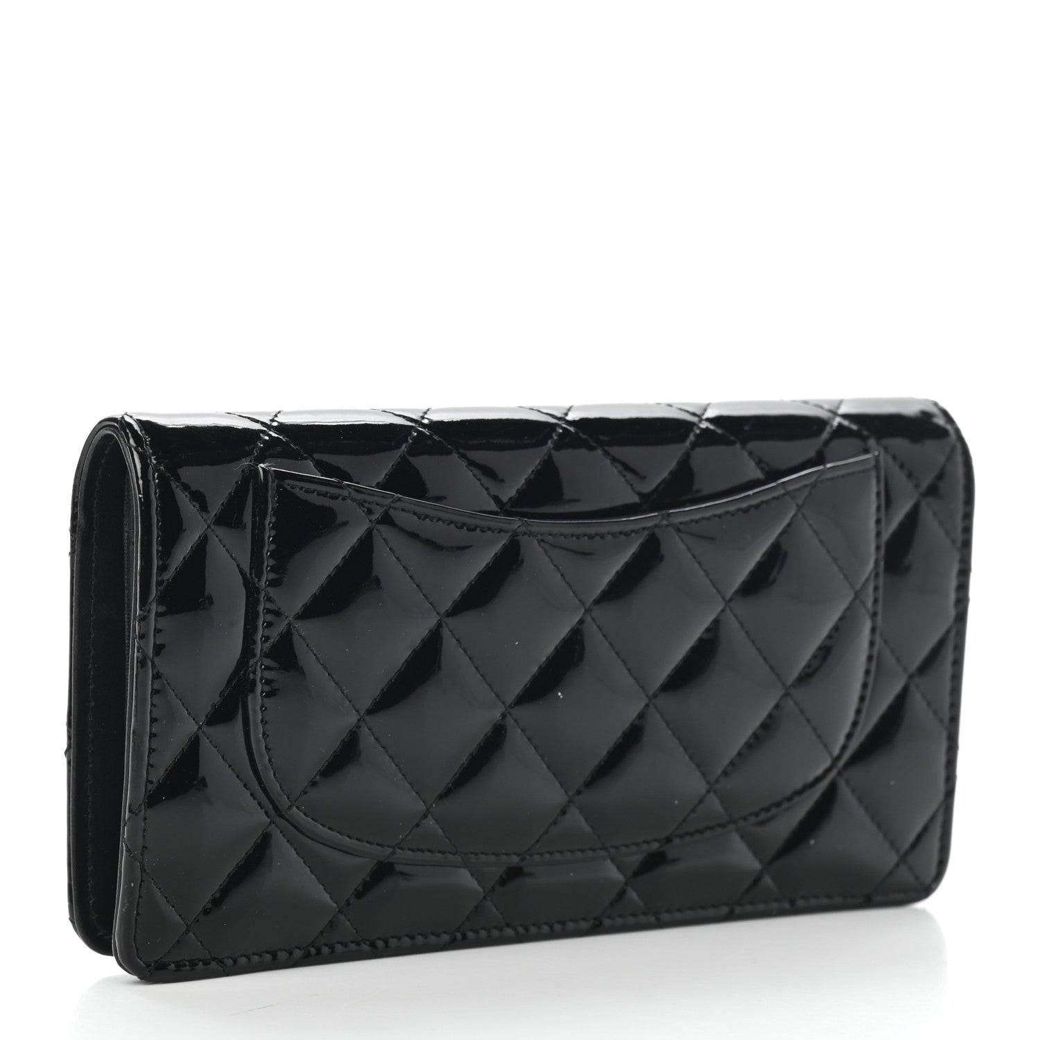 Chanel Patent Calfskin Quilted Yen Wallet Black 3 of 7