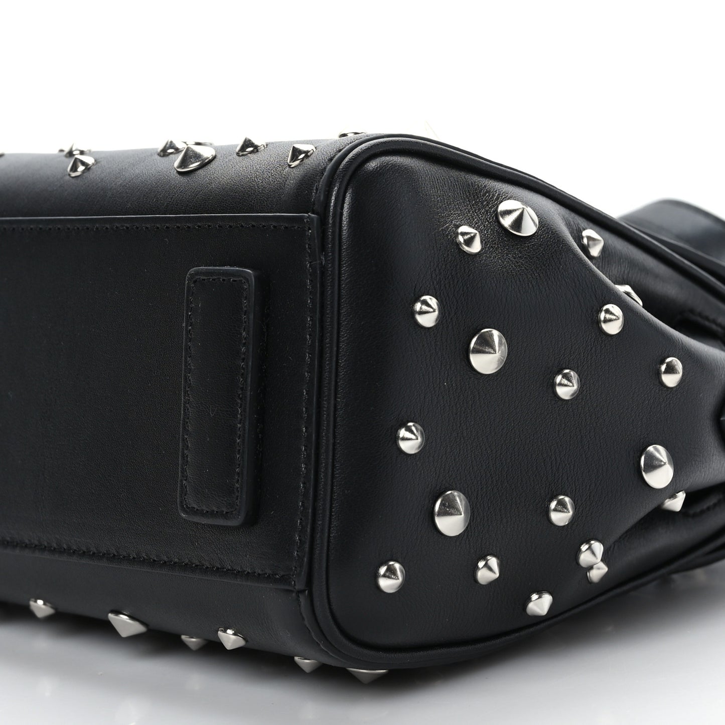 Grained Calfskin Spiked Small La Medusa Top Handle Bag Black