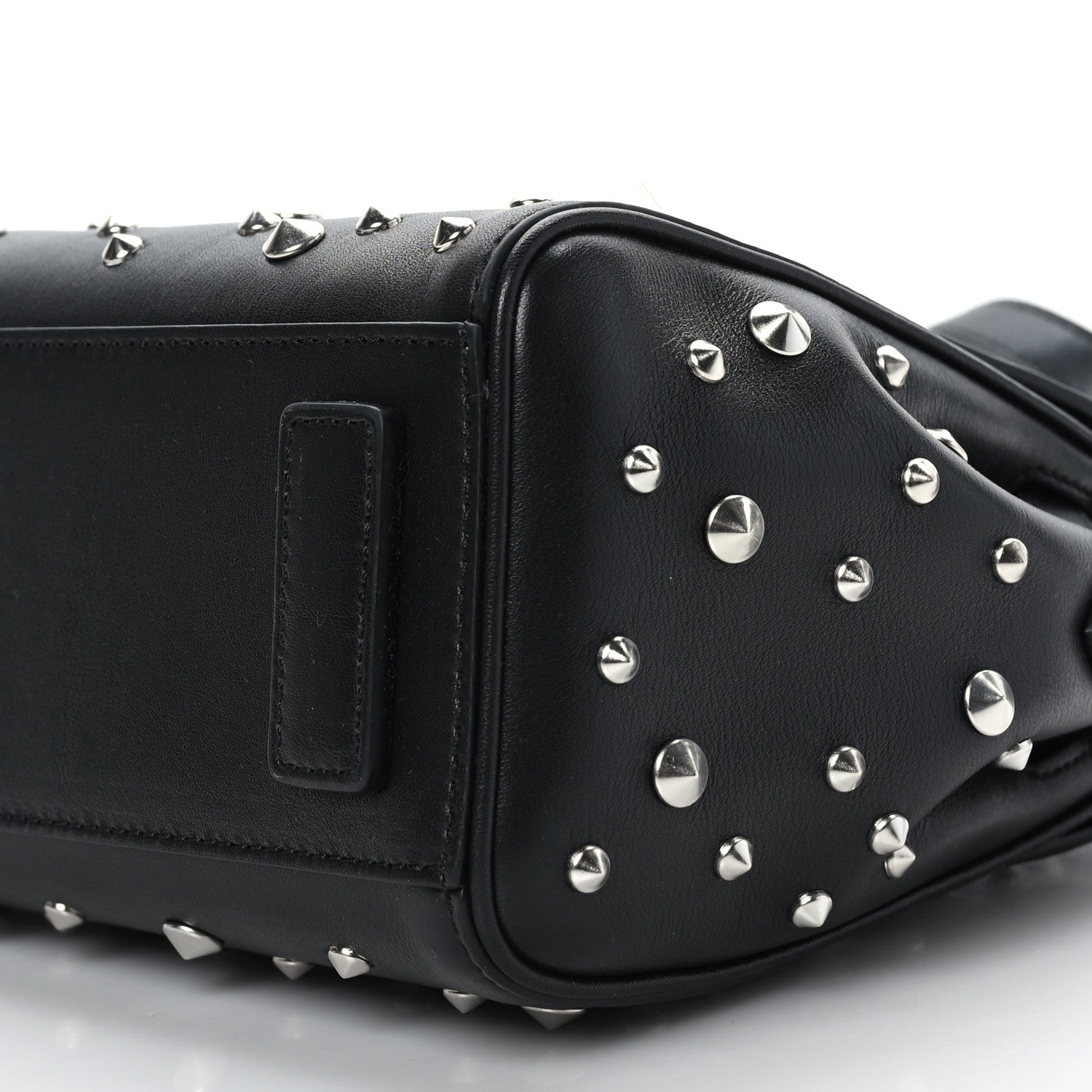 Versace Grained Calfskin Spiked Small La Medusa Top Handle Bag Black 7 of 7
