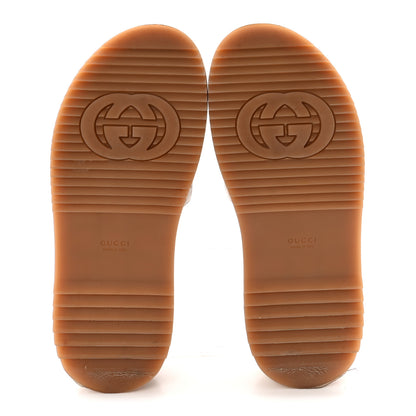 Gucci GG Supreme Monogram Water Flora Angelina Platform Slide Sandals 38.5 Beige White Multicolor 6 of 10