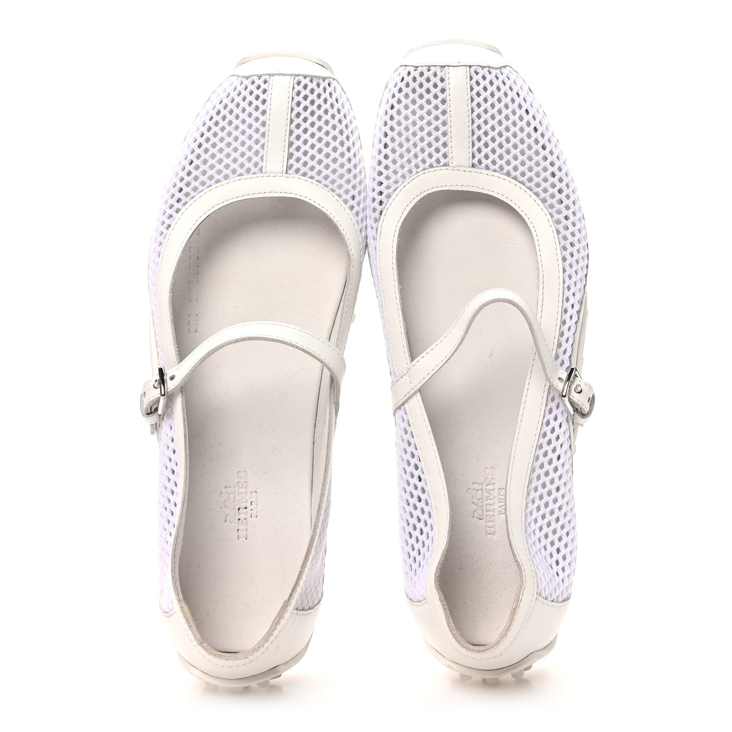 Hermes Crochet Knit Calfskin Kichu Ballet Flats 39 White 2 of 9
