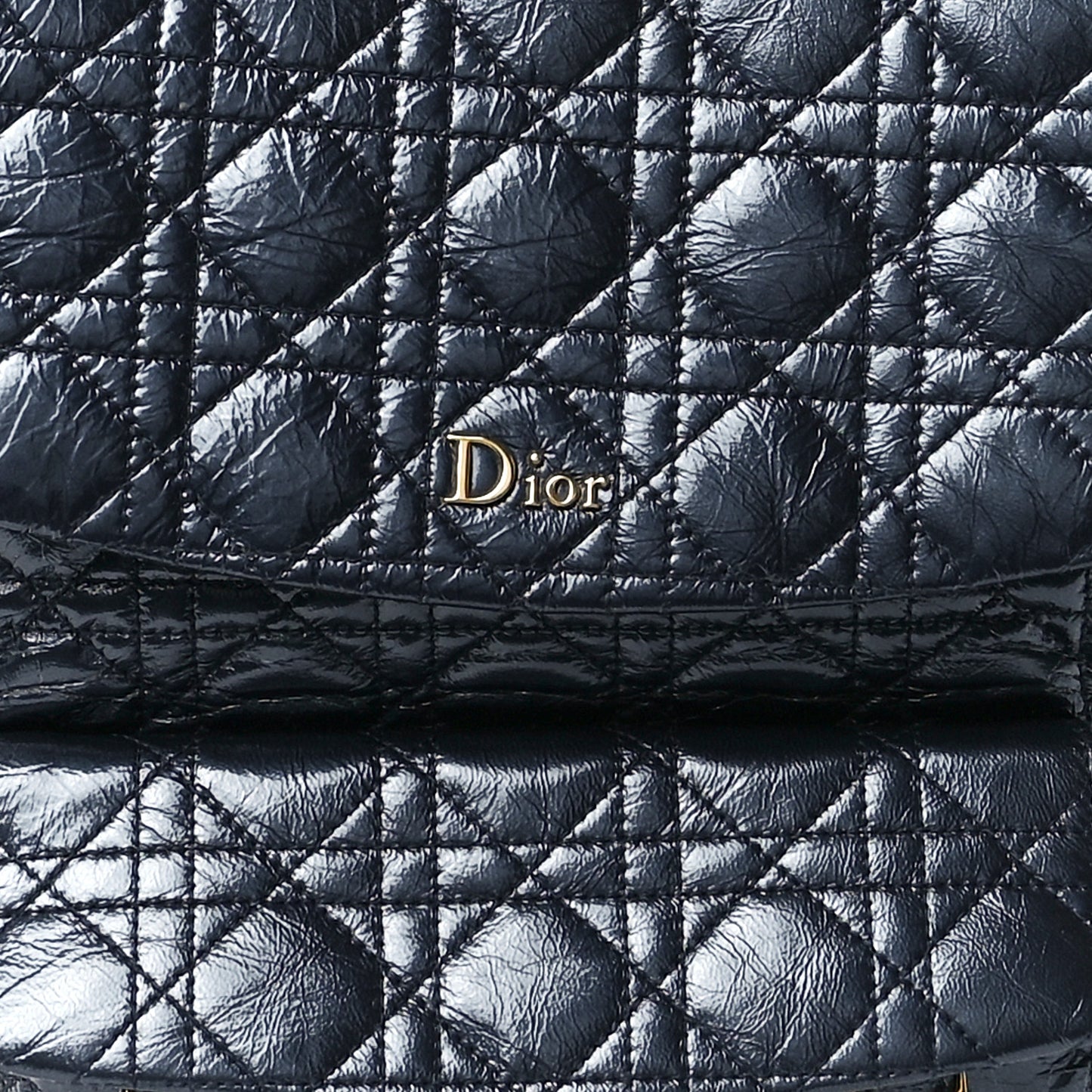 Ceramic Effect Deerskin Cannage Large Stardust Backpack Navy Blue