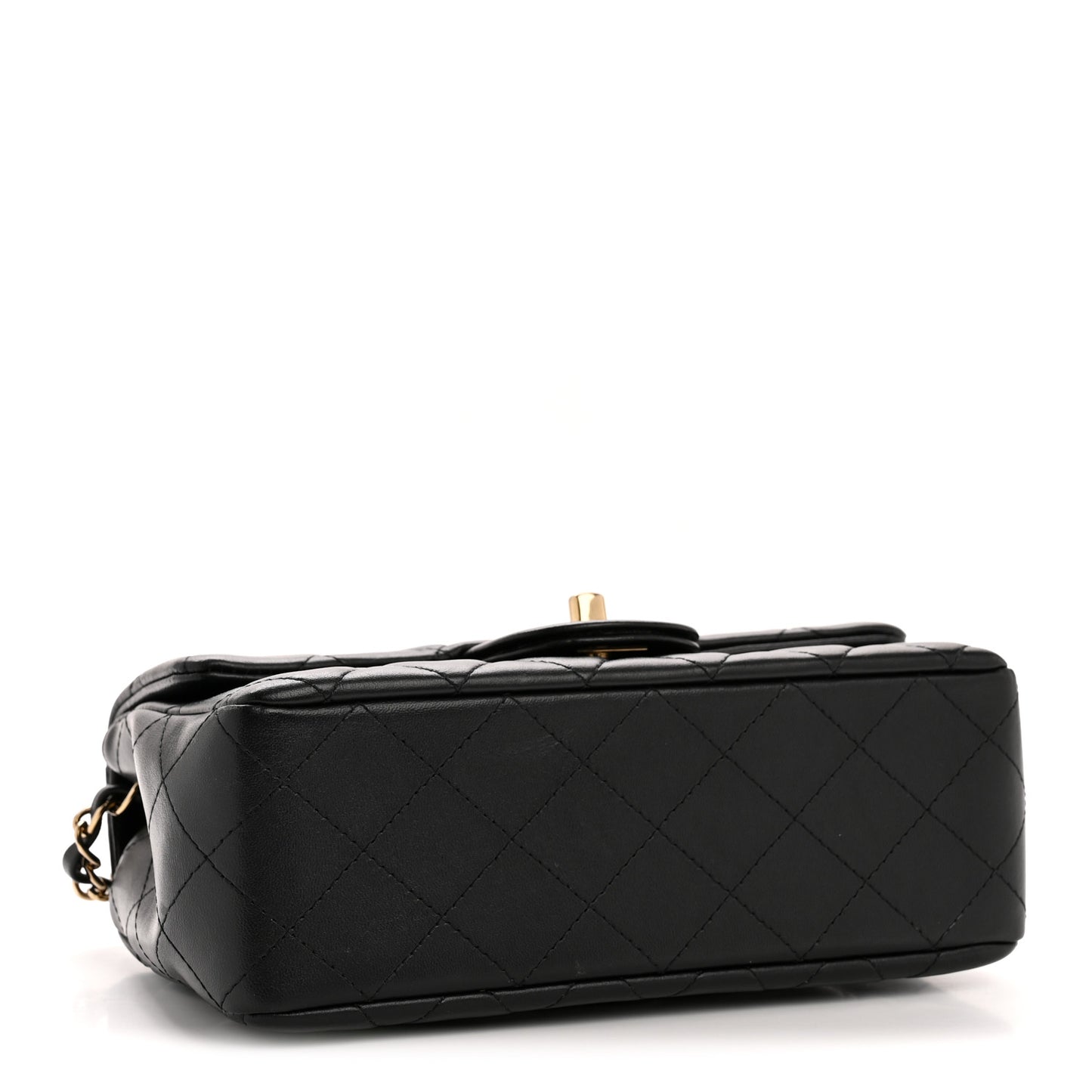 Lambskin Quilted Mini Rectangular Flap Black