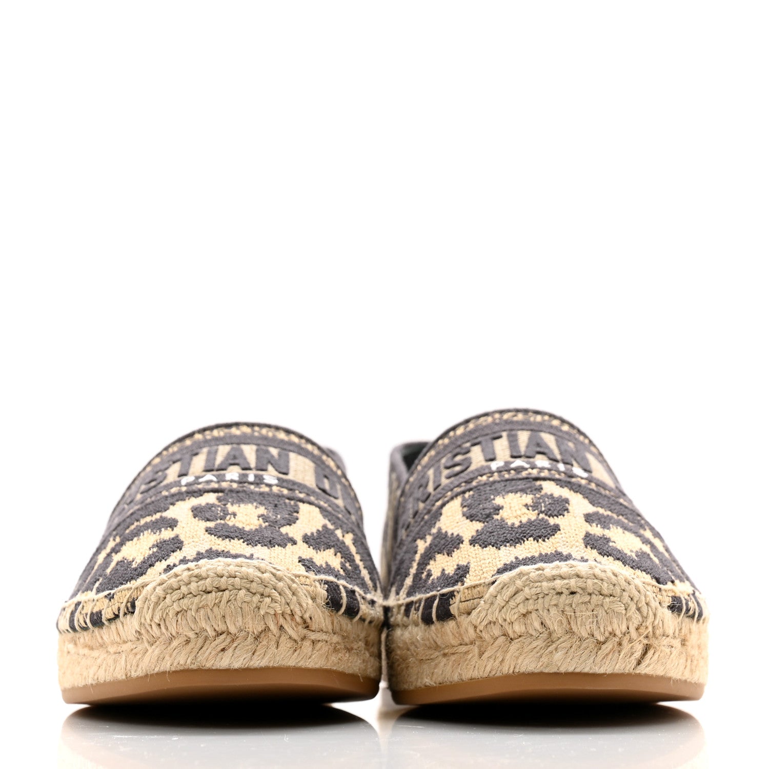 Christian Dior Cotton Embroidered Leopard Print Granville Espadrille 37 Natural 2 of 9