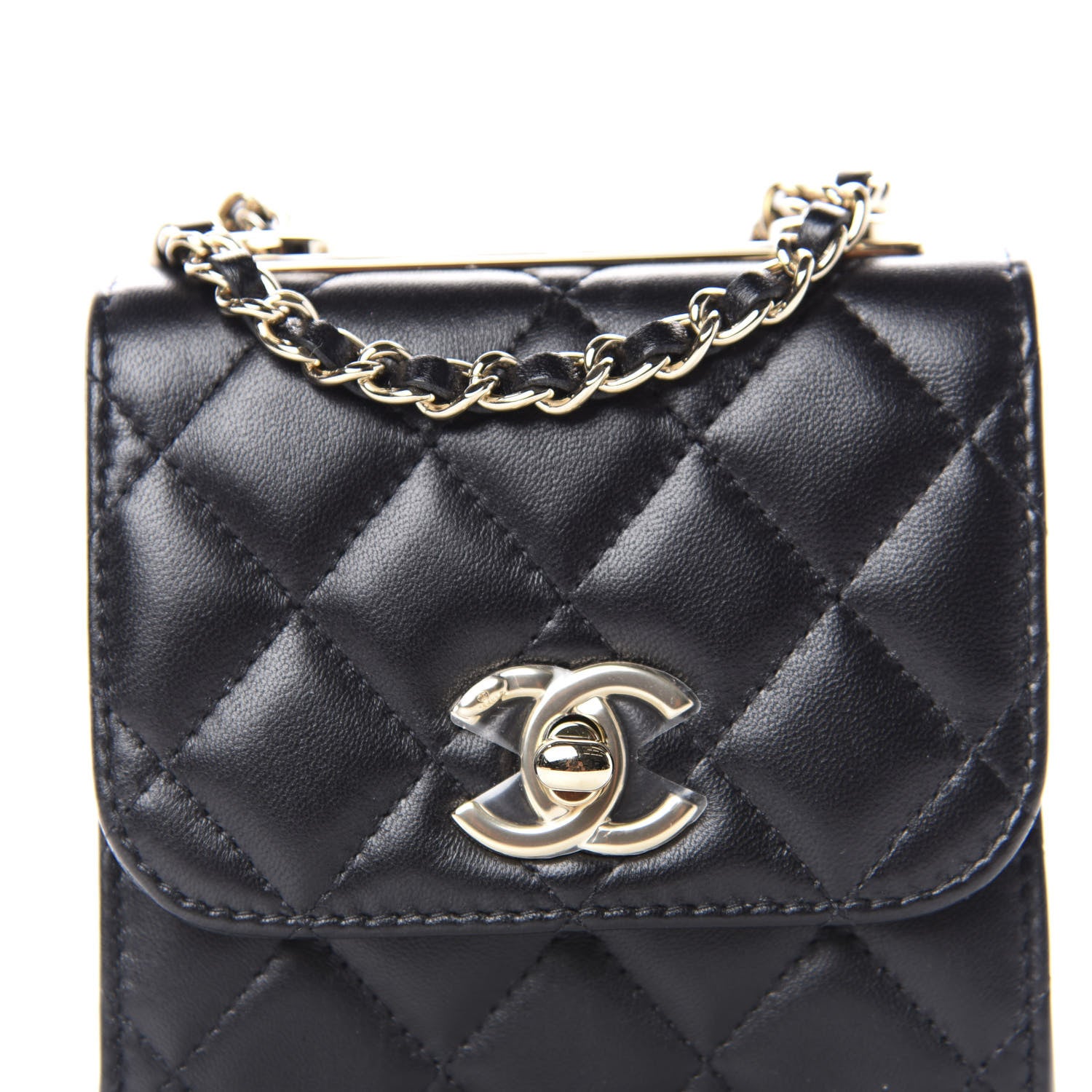 Chanel Lambskin Quilted Mini Trendy CC Chain Wallet Black 9 of 10
