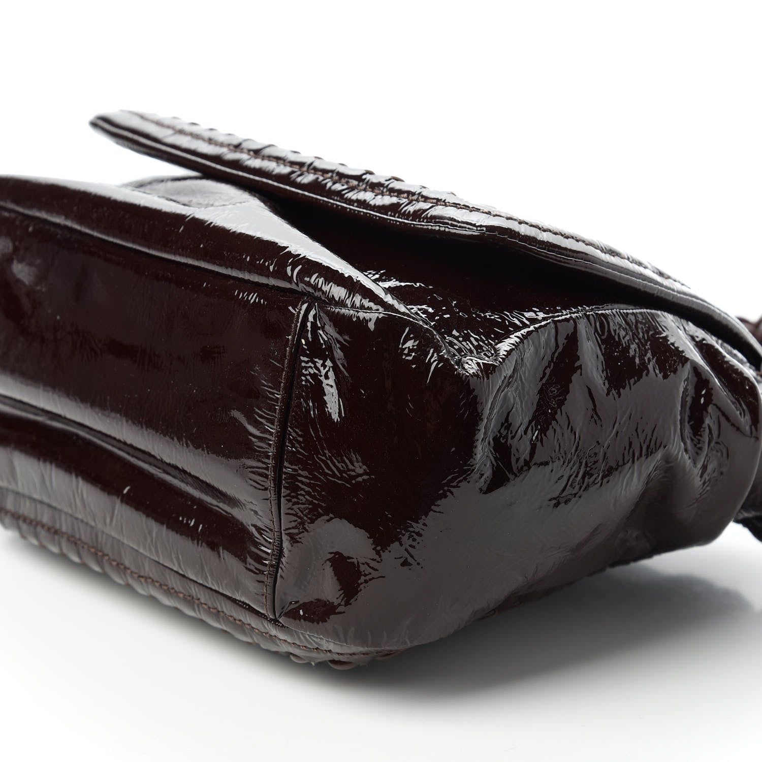 Chanel Crinkled Patent Modern Chain Flap Dark Brown 7 of 10