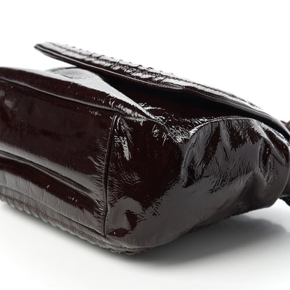 Chanel Crinkled Patent Modern Chain Flap Dark Brown 7 of 10