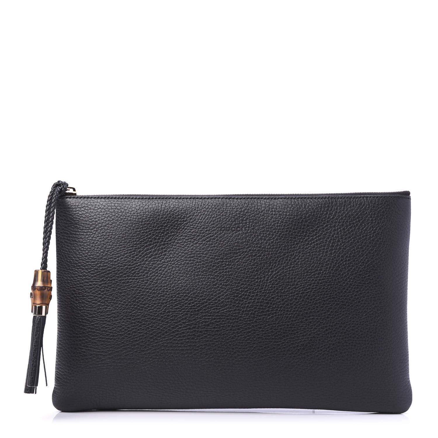 Gucci Pebbled Calfskin Large Bamboo Clutch Black 1 of 11