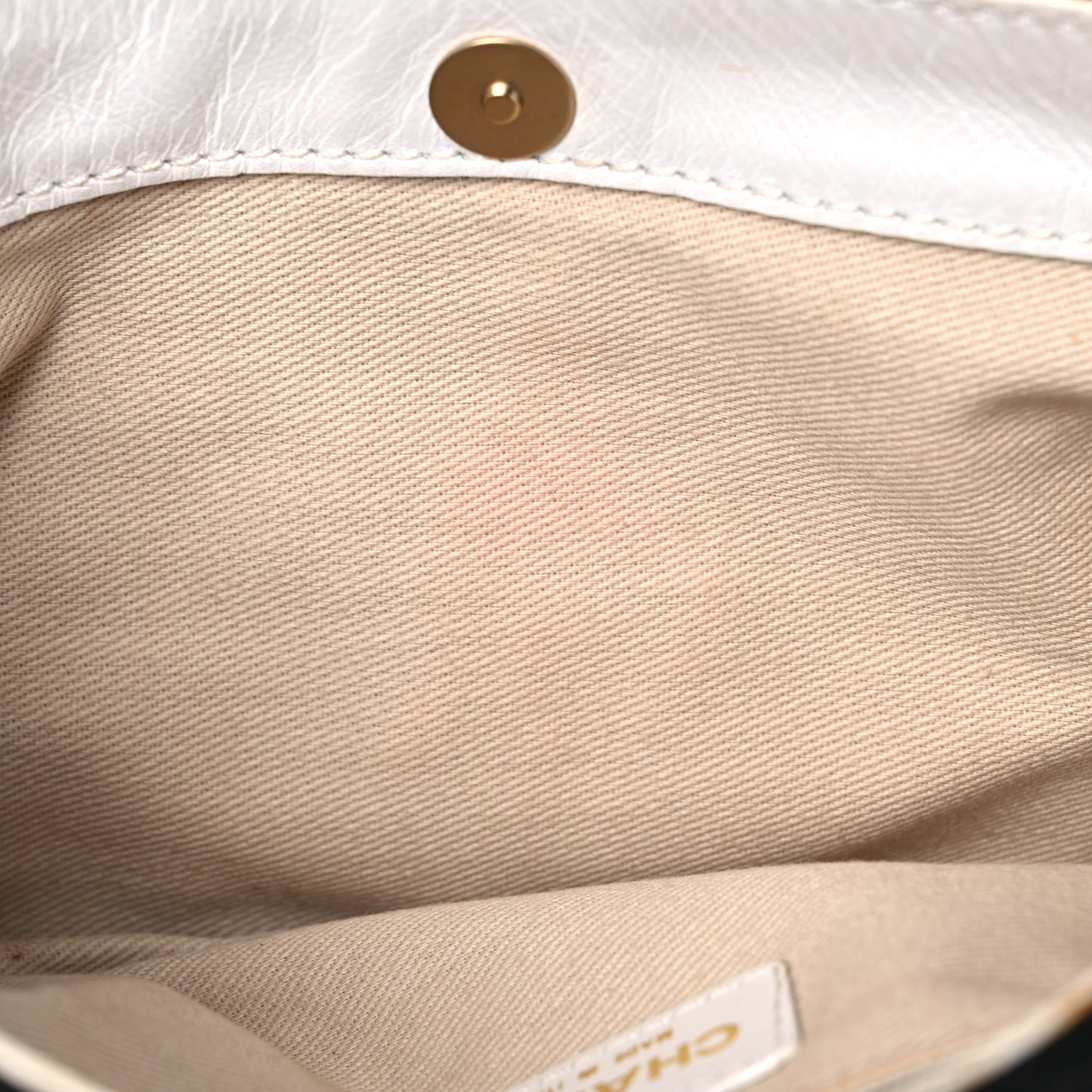 Lambskin Canvas CC Small Olsen Chain Shoulder Bag White Black