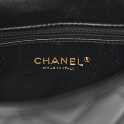 Chanel Shiny Lambskin Quilted Golden Links Top Handle Flap Black 6 of 10