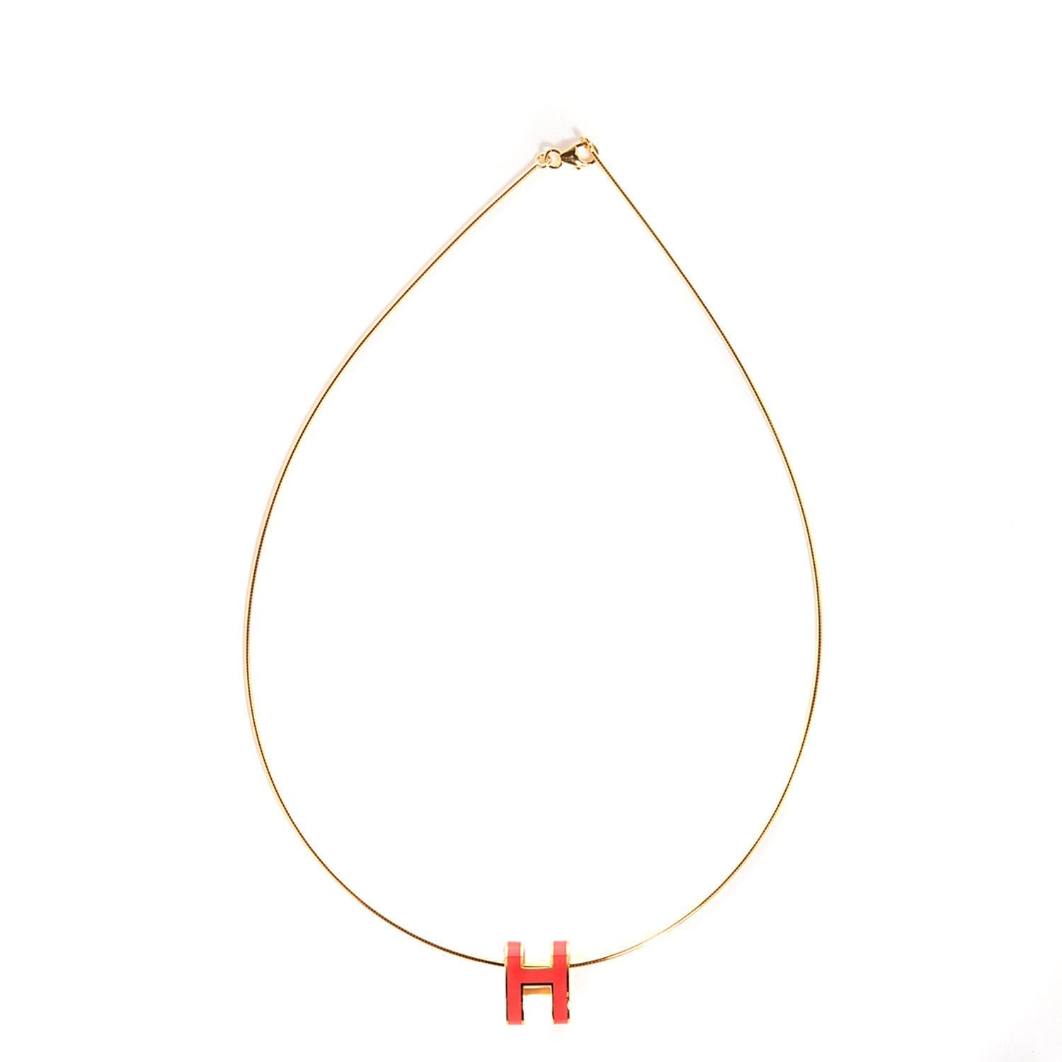 Hermes Lacquered Gold Plated Pop H Necklace 1 of 7