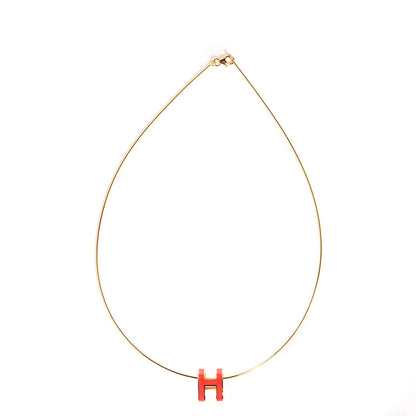 Hermes Lacquered Gold Plated Pop H Necklace 1 of 7
