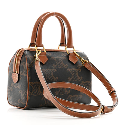 Celine Triomphe Canvas XL Calfskin Small Boston Bag Tan 3 of 10