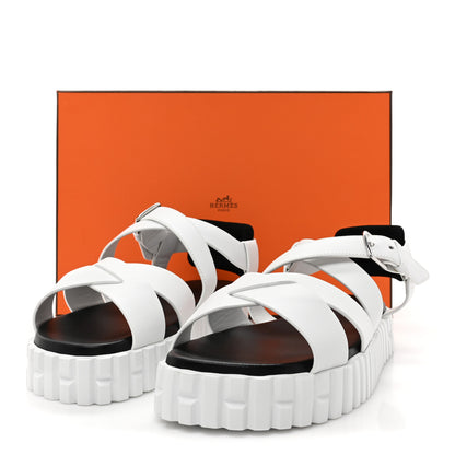 Hermes Calfskin Womens Everest Sandals 38 White 11 of 11