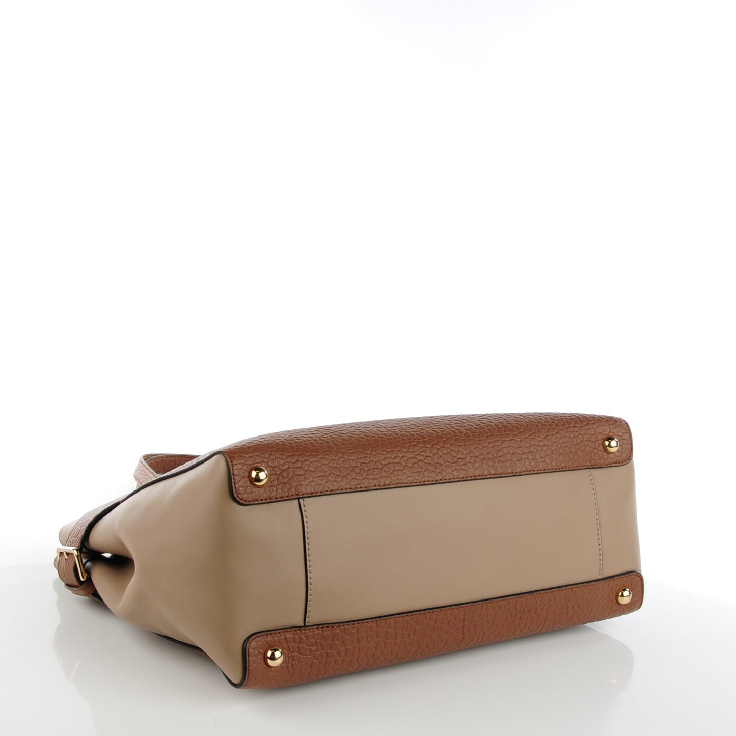 Heritage Grain Smooth Calfskin Large Clarborough Tote Taupe Brown
