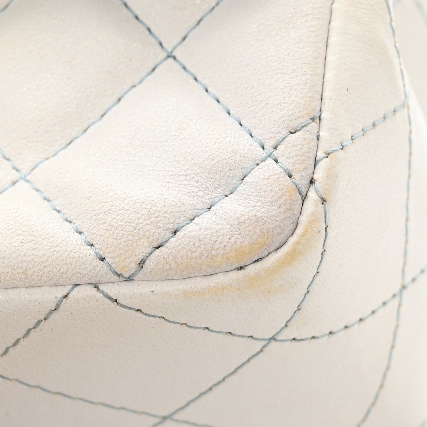 Perforated Lambskin Quilted Mini Rectangular Flap Light Blue Light Purple White