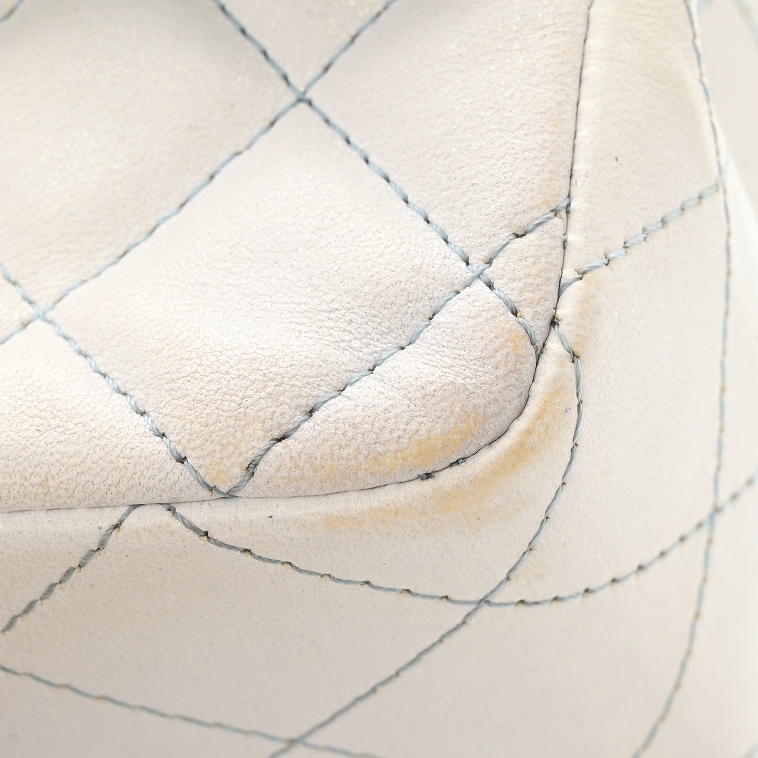 Chanel Perforated Lambskin Quilted Mini Rectangular Flap Light Blue Light Purple White 13 of 15