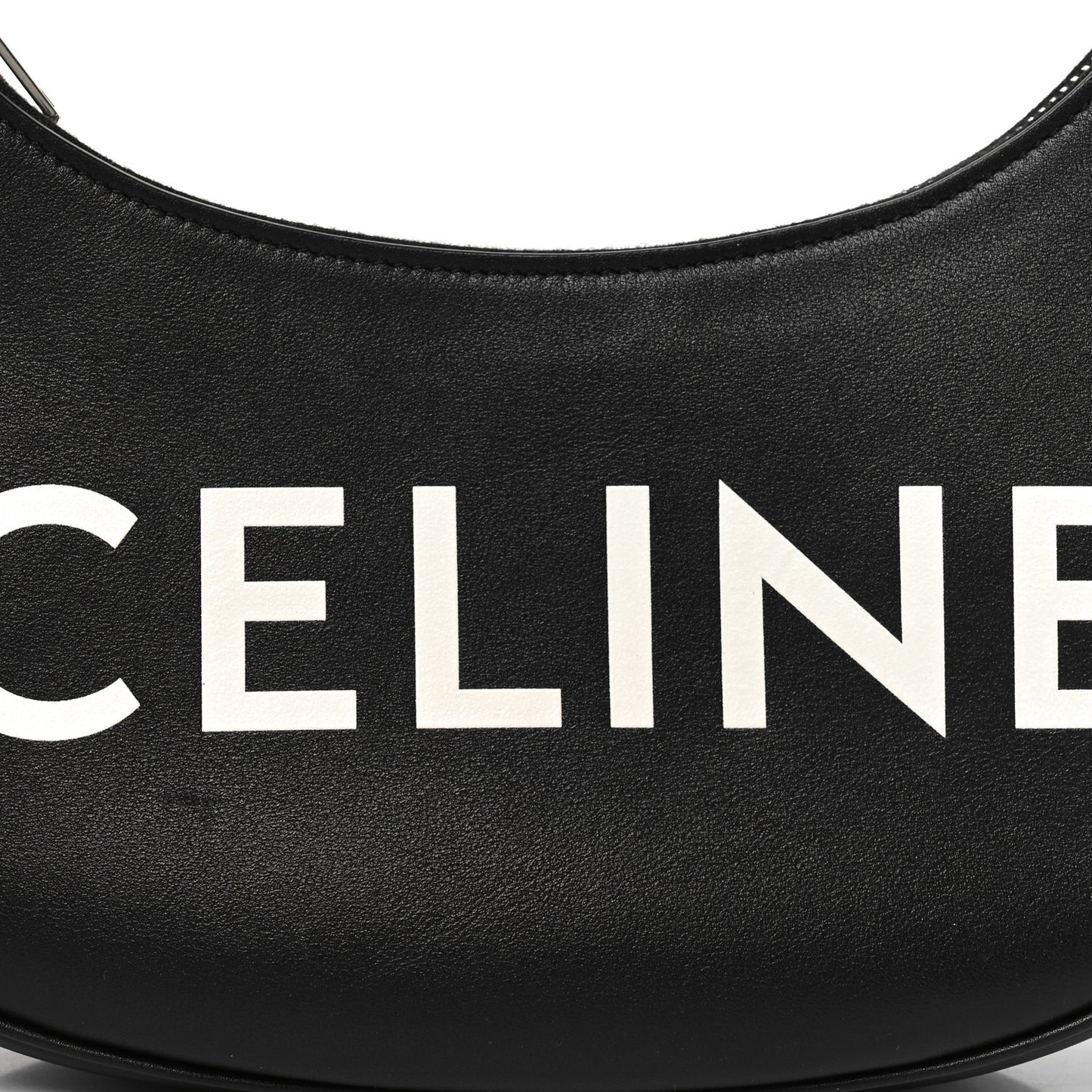 Calfskin Ava Logo Shoulder Bag Black