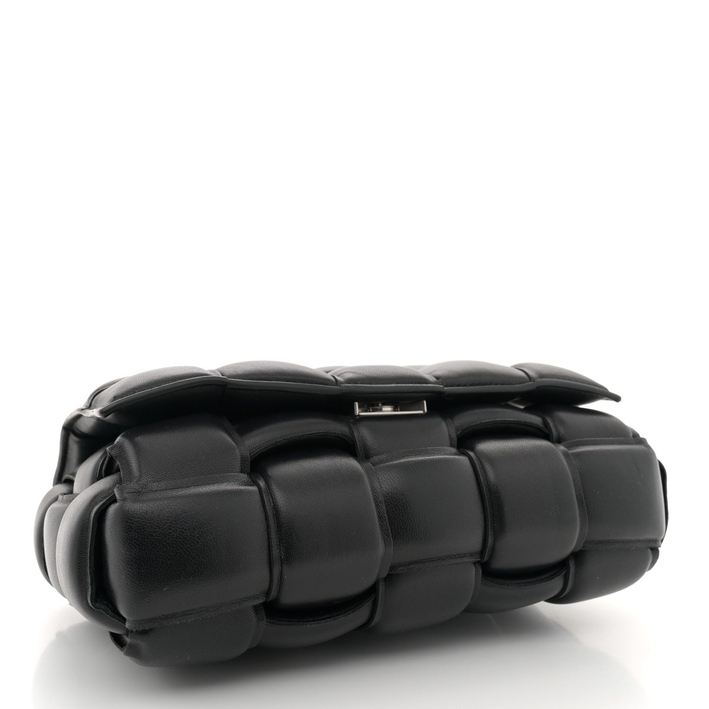 Lambskin Maxi Intreccio Padded Chain Cassette Crossbody Bag Black
