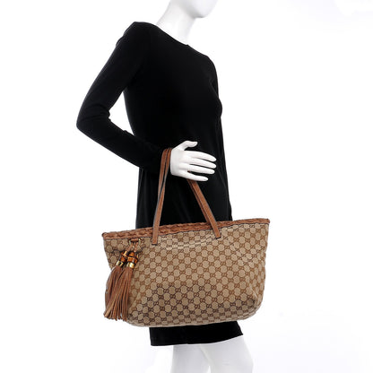 Gucci Monogram Medium Bamboo Tassel Tote Light Brown 2 of 7