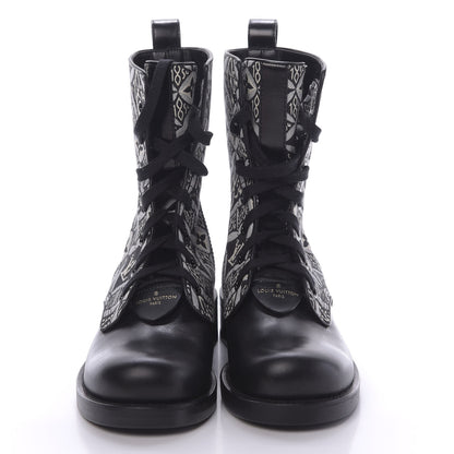 Louis Vuitton Jacquard Calfskin Since 1854 Metropolis Flat Ranger Boot 38.5 Gray 2 of 9