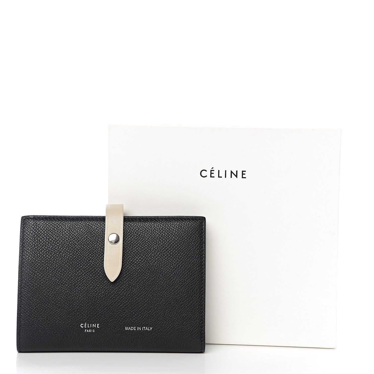Celine Grained Calfskin Medium Multifunction Strap Wallet Black Chalk 7 of 7