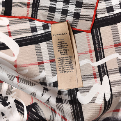 Burberry Silk Vintage Check Scribble Print Scarf Stone 4 of 4