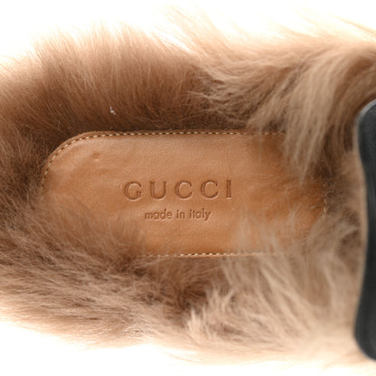 Gucci Calfskin Fur Womens Princetown Slippers 40 Black 6 of 10