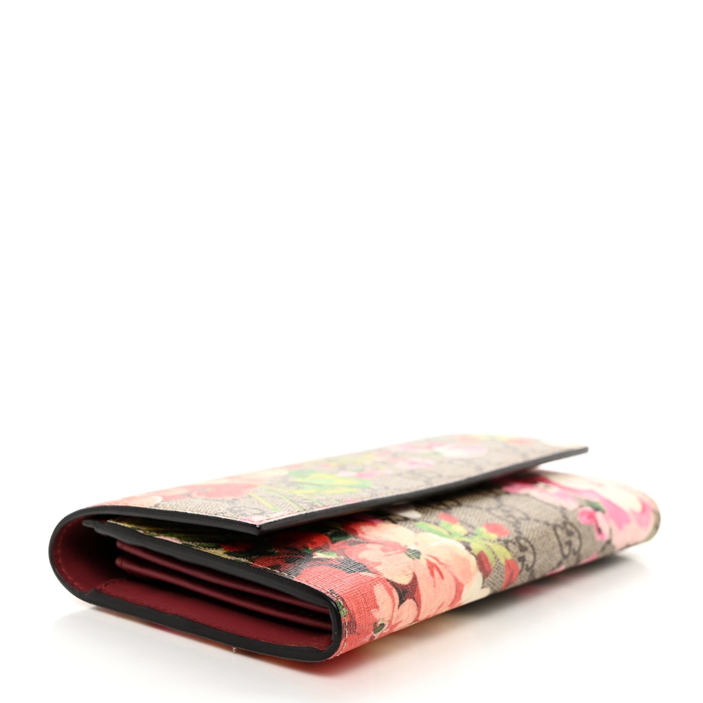 GG Supreme Monogram Blooms Continental Wallet Beige Multicolor Dry Rose