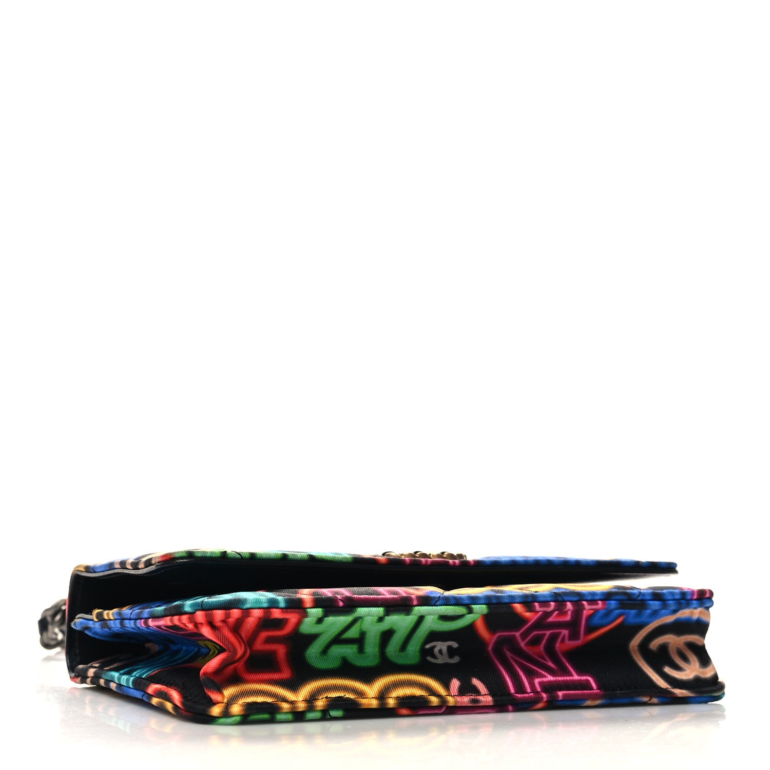 Chanel Fabric Printed Chanel 19 Wallet On Chain WOC Black Multicolor 4 of 14