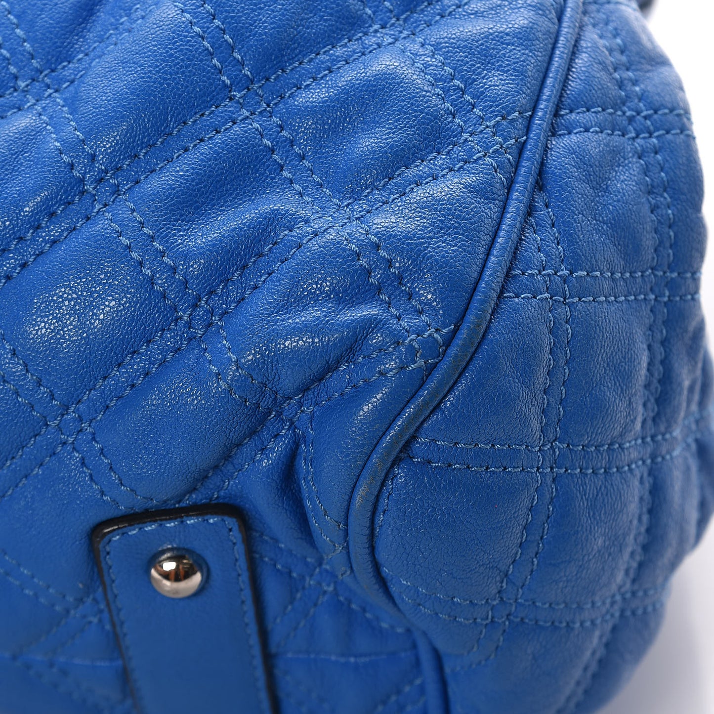 Calfskin Quilted Stam Bright Blue