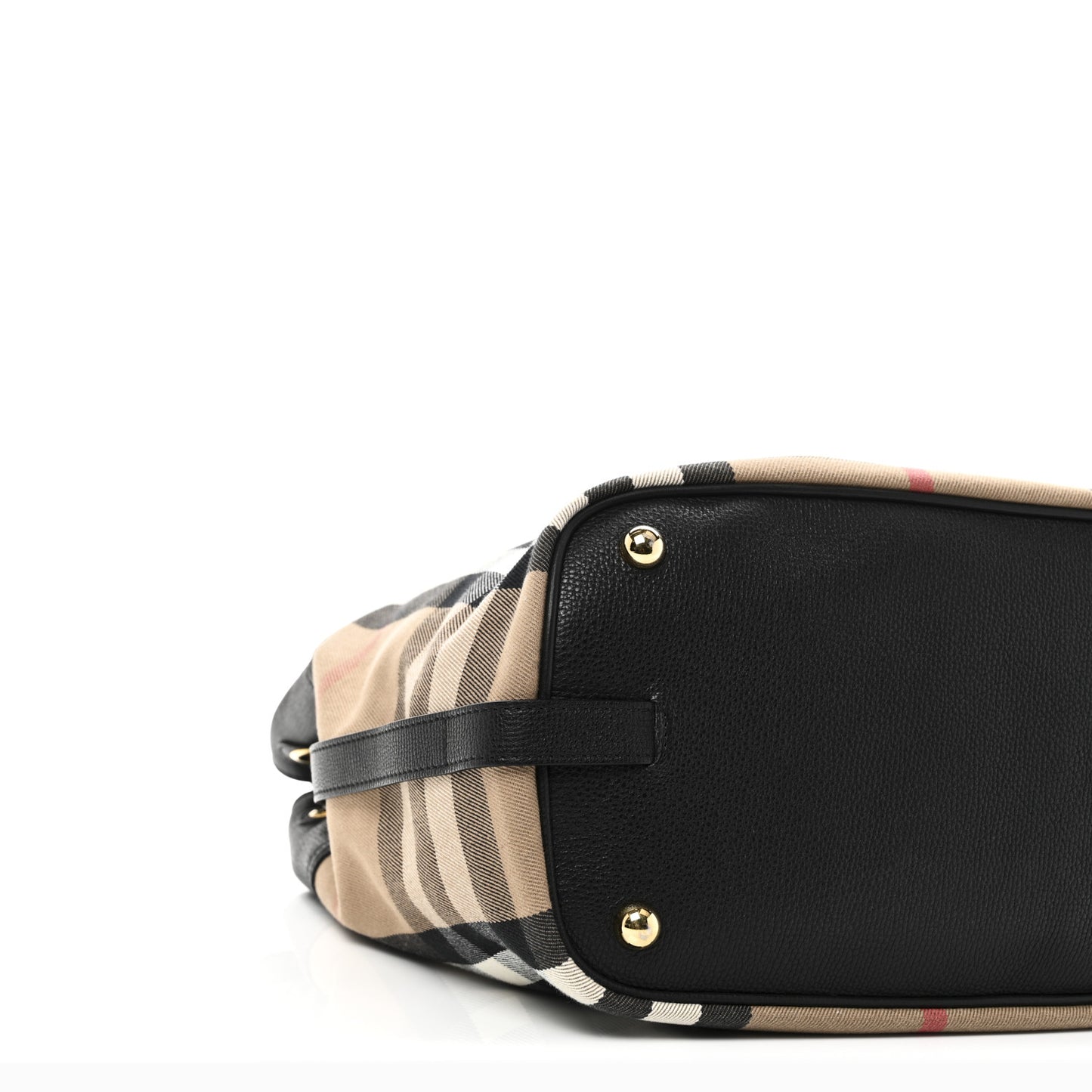 Grainy Calfskin House Check Medium Sycamore Hobo Black