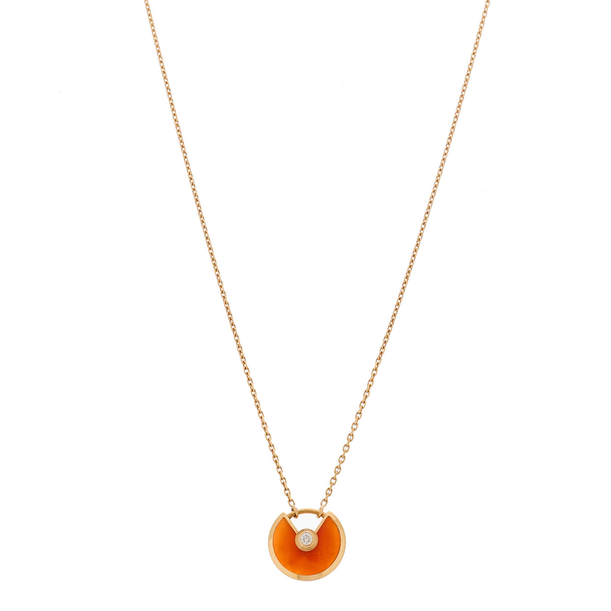 18K Pink Gold Diamond Carnelian XS Amulette de Cartier Pendant Necklace