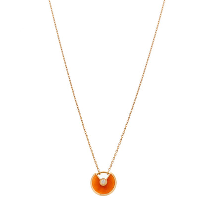 Cartier 18K Pink Gold Diamond Carnelian XS Amulette de Cartier Pendant Necklace 1 of 6