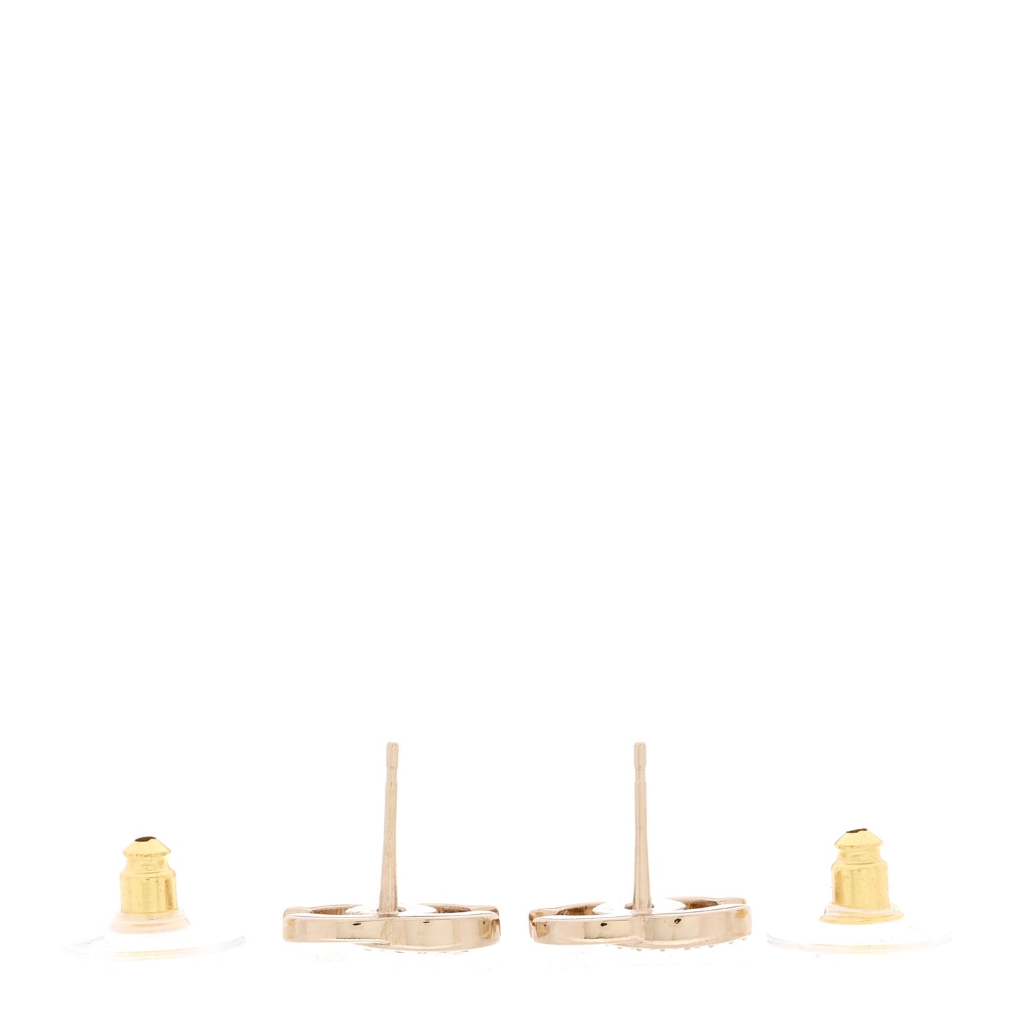 Metal Crystal CC Earrings Gold