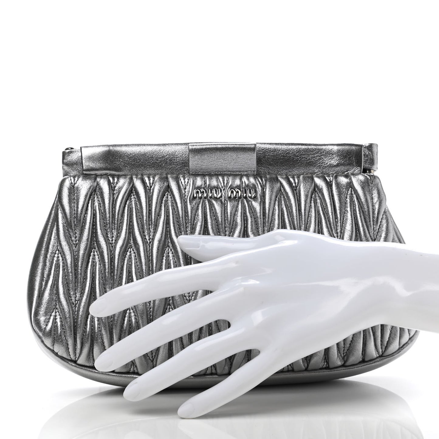 Metallic Matelasse Clutch Silver