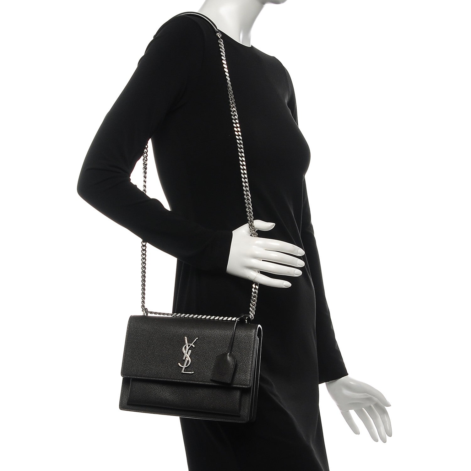 Saint Laurent Grained Calfskin Medium Monogram Sunset Black 2 of 6