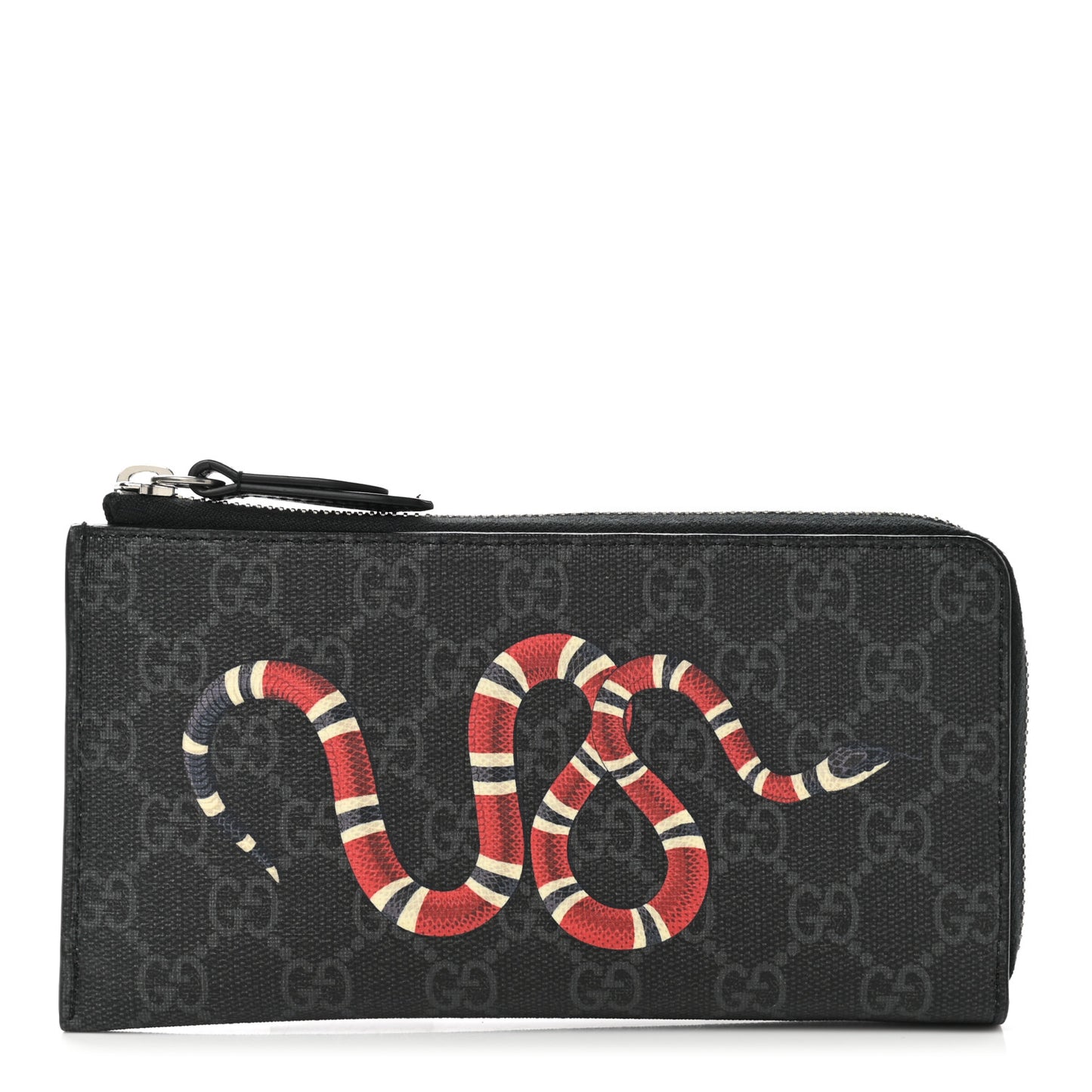 GG Supreme Monogram Kingsnake Zip Around Wallet Black Grey