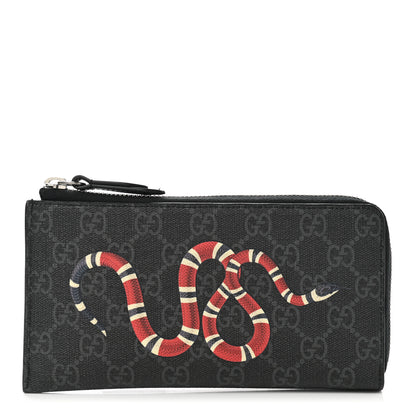 Gucci GG Supreme Monogram Kingsnake Zip Around Wallet Black Grey 1 of 8