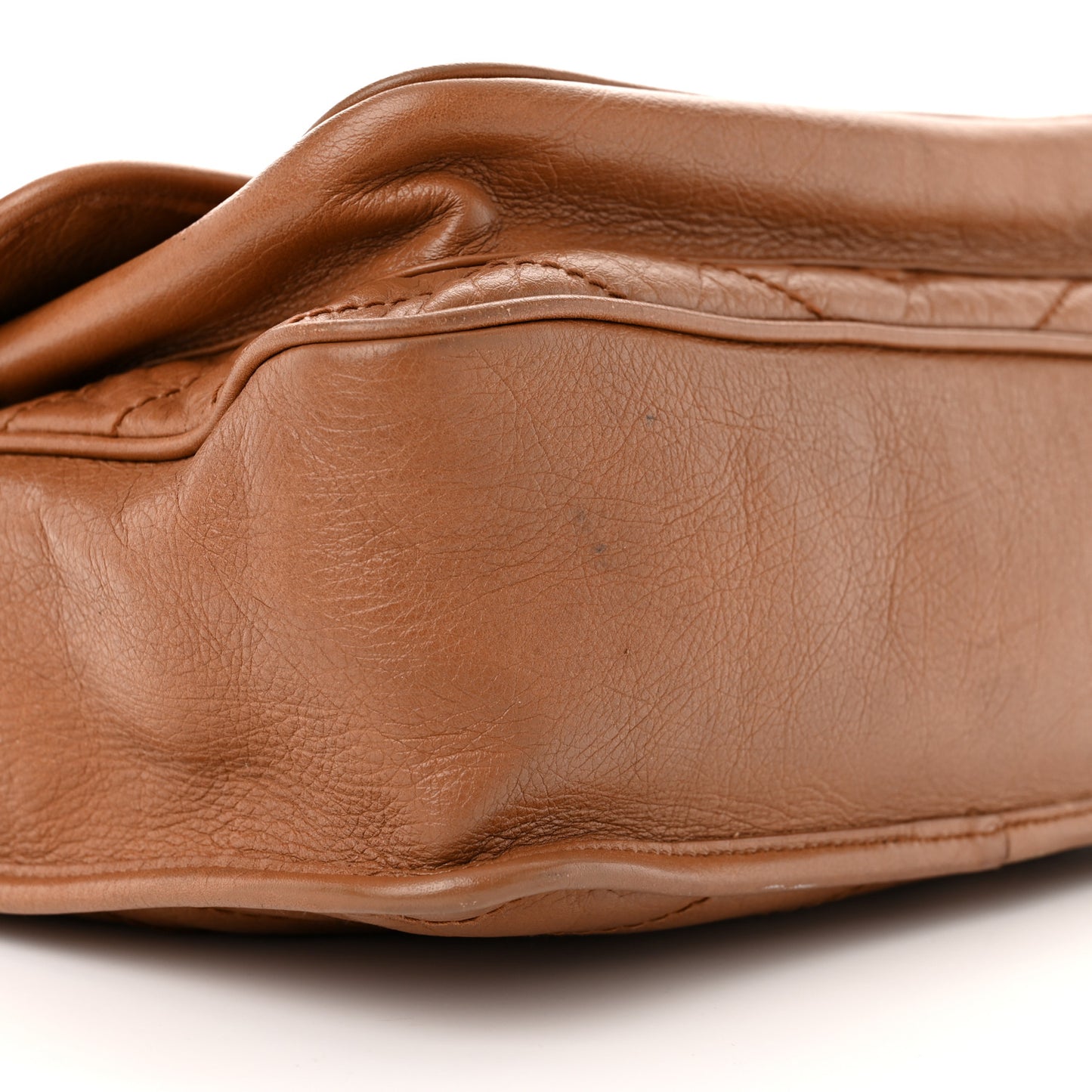 Crinkled Calfskin Matelasse Monogram Medium Niki Chain Satchel Caramel