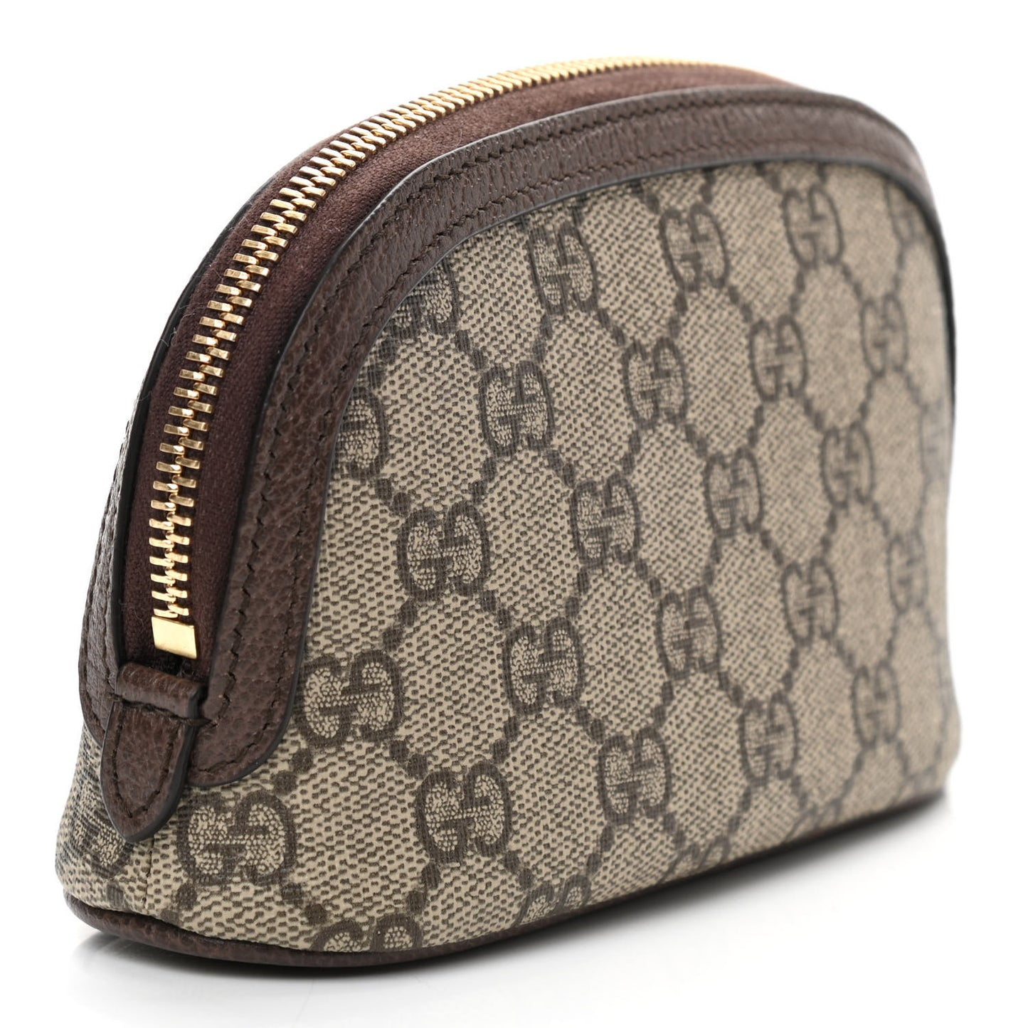 GG Supreme Monogram Textured Calfskin Web Medium Ophidia Cosmetic Case Beige Ebony New Acero